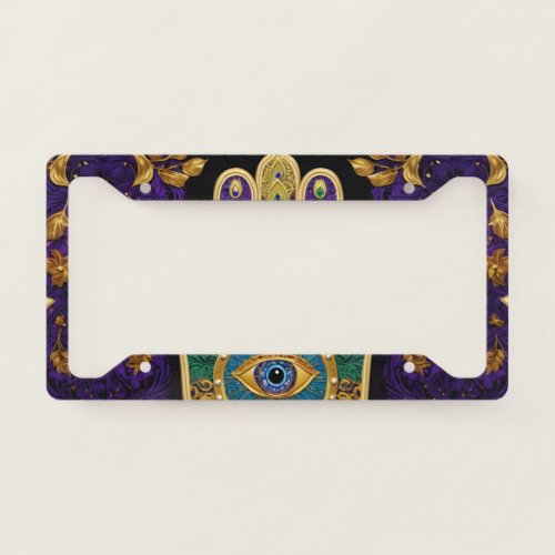 Ornate Gold Third Eye Hamsa License Plate Frame