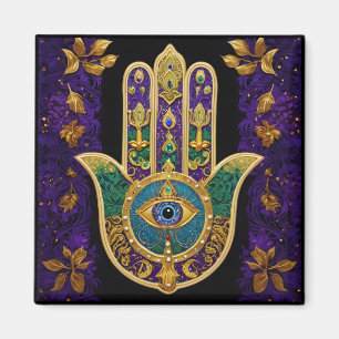 Ornate Gold Third Eye Hamsa Magnet