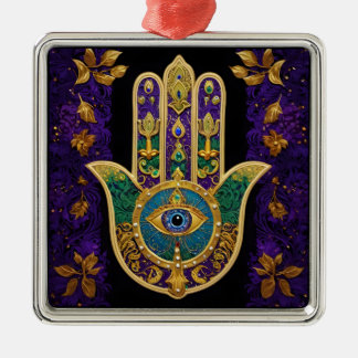  Ornate Gold Third Eye Hamsa Metal Ornament