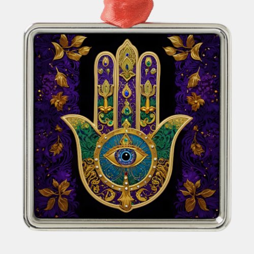  Ornate Gold Third Eye Hamsa Metal Ornament