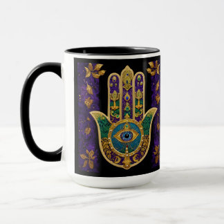 Ornate Gold Third Eye Hamsa Mug