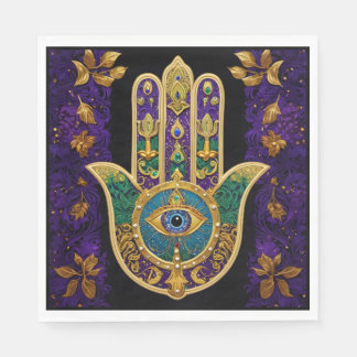  Ornate Gold Third Eye Hamsa Napkins