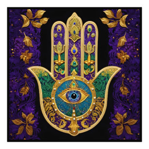 Ornate Gold Third Eye Hamsa Photo Print