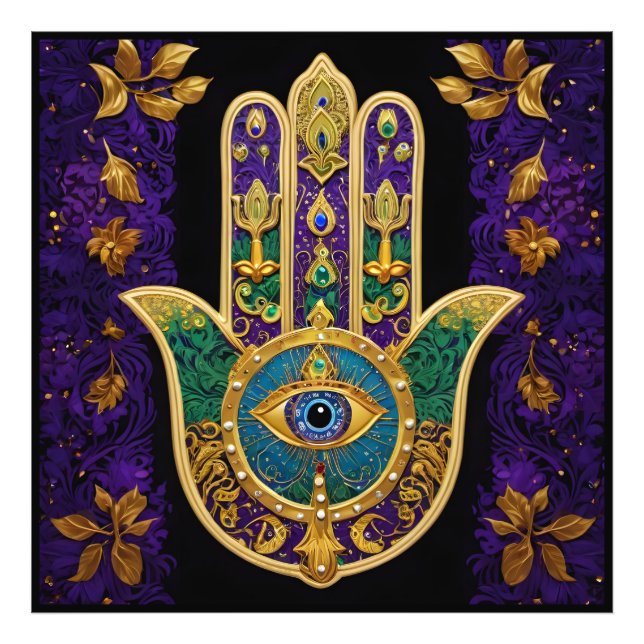  Ornate Gold Third Eye Hamsa Photo Print (Front)