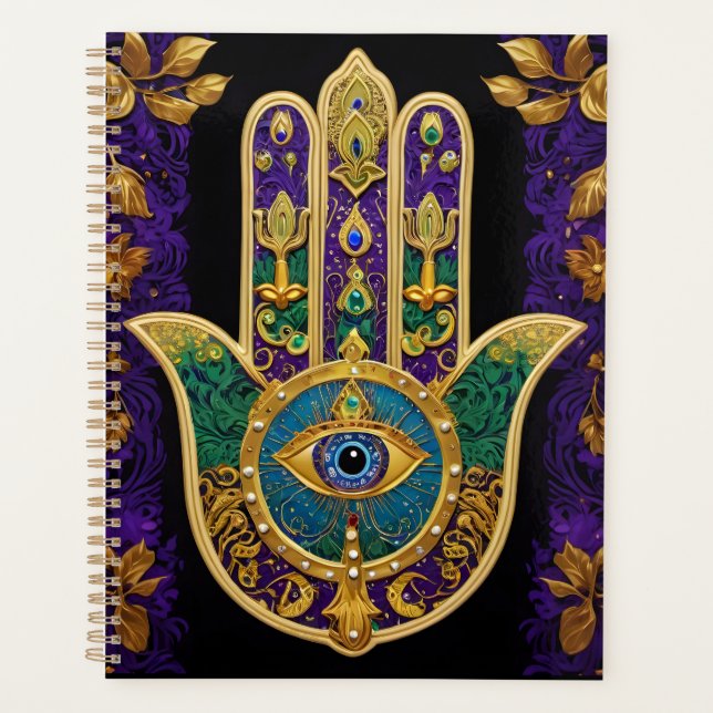  Ornate Gold Third Eye Hamsa Planner (Front)
