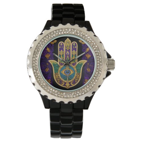  Ornate Gold Third Eye Hamsa Watch