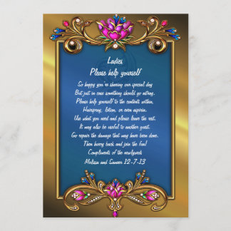 Ornate Gold Tone Floral Frame Wedding Basket Sign Invitation