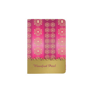 Ornate Gold Tone Moon and Stars Passport Holder