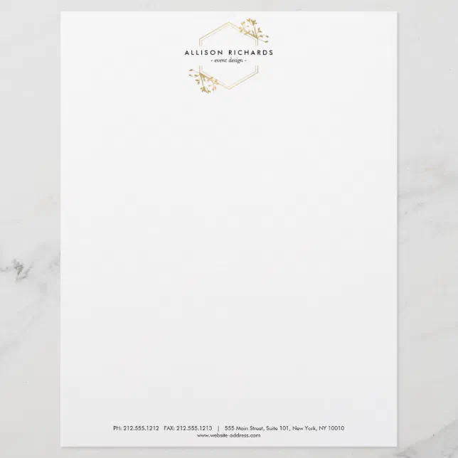 Ornate Gold Vine and Leaf Emblem Letterhead | Zazzle