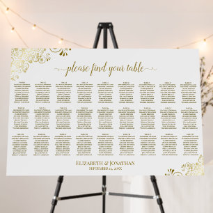 Ornate Gold & White 27 Table Wedding Seating Chart Foam Board