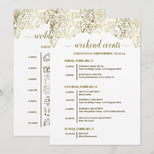 Ornate Gold & White Wedding Events & Timeline Program