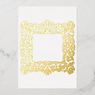 Ornate Golden Baroque Frame Blank  Foil Invitation