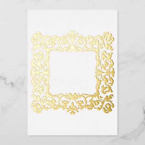 Ornate Golden Baroque Frame Blank  Foil Invitation
