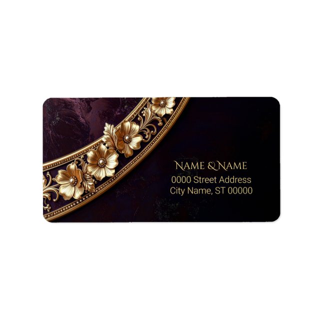 Ornate Golden Floral Address Label (Front)