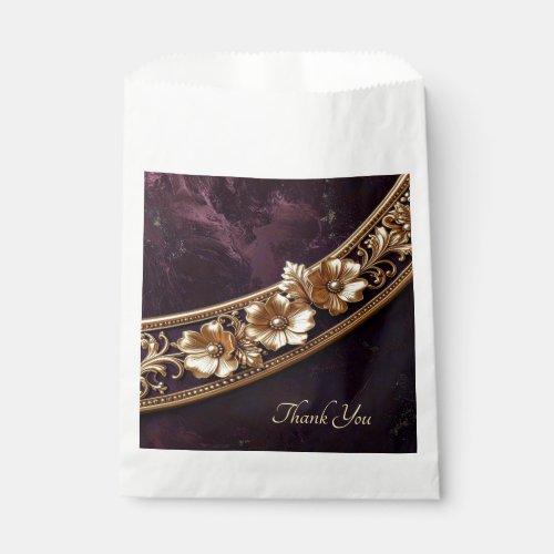 Ornate Golden Floral Favor Bag
