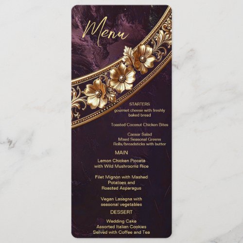 Ornate Golden Floral Menu