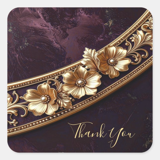 Ornate Golden Floral Sticker (Front)