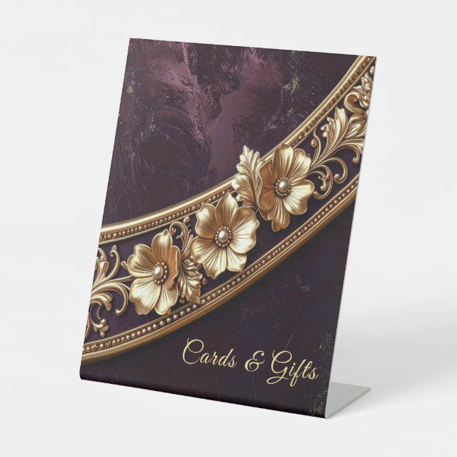 Ornate Golden Floral Tabletop Signs (Front)