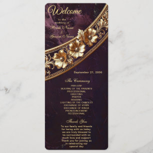 Ornate Golden Floral Wedding Program