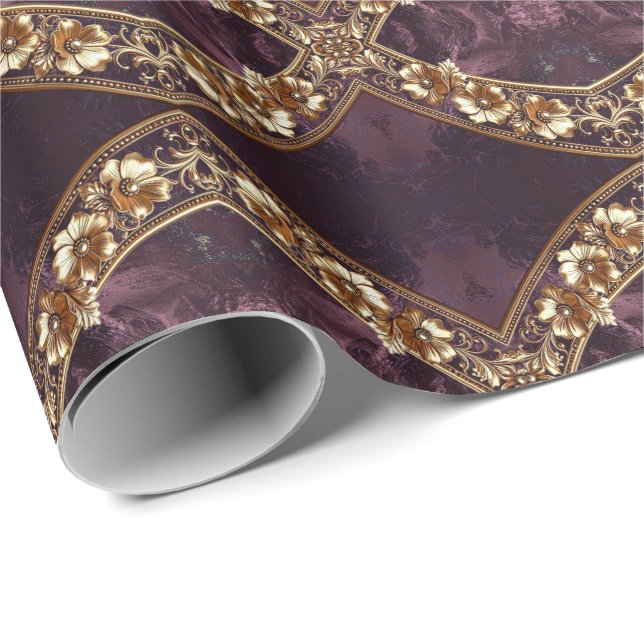 Ornate Golden Floral Wrapping Paper (Roll Corner)