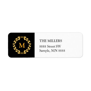 Ornate Golden Leaved Roman Wreath Monogram - Black Label