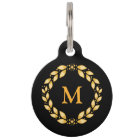 Ornate Golden Leaved Roman Wreath Monogram - Black