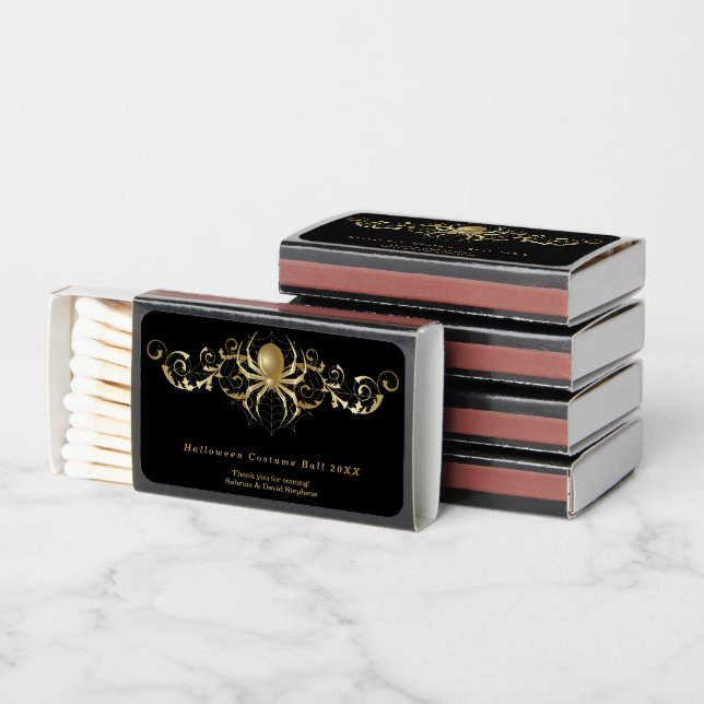 Ornate Golden Spider on Black  Matchboxes (Stacked)