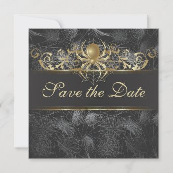 Ornate Golden Spiders Save The Date Invitation by Wedding_Trends at Zazzle