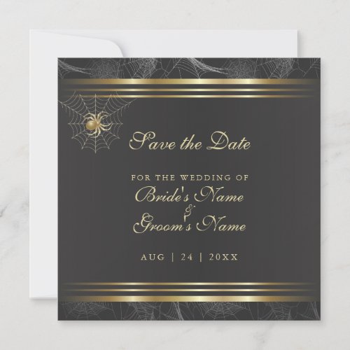 Ornate Golden Spiders Save the Date Invitation