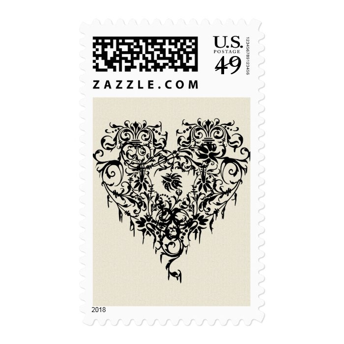 Ornate Gothic Heart Postage Stamp