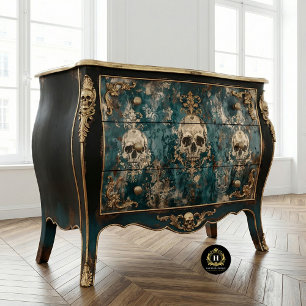 Ornate Gothic Skull Furniture Decoupage Tissue Paper