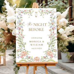 Ornate Grace Pastel Blush Flora Rehearsal Dinner Foam Board