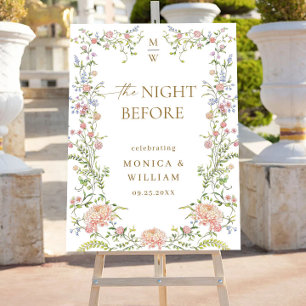 Ornate Grace Pastel Blush Flora Rehearsal Dinner Foam Board