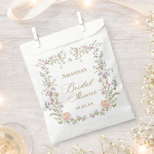 Ornate Grace Pastel Blush Floral Bridal Shower Favor Bag