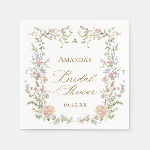 Ornate Grace Pastel Blush Floral Bridal Shower Napkins
