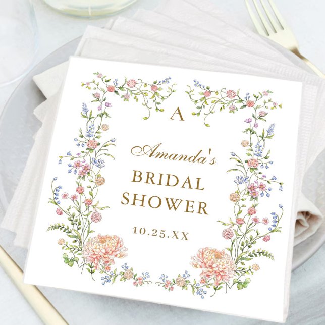 Ornate Grace Pastel Blush Floral Bridal Shower Napkins (Creator Uploaded)