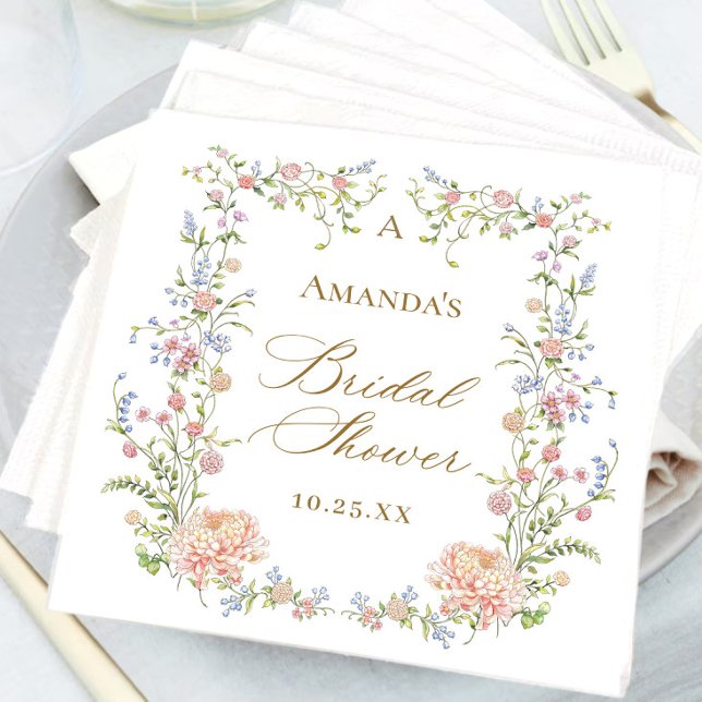 Ornate Grace Pastel Blush Floral Bridal Shower Napkins (Creator Uploaded)