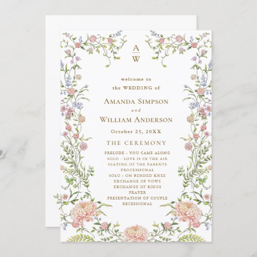 Ornate Grace Pastel Blush Floral Wedding Ceremony Program