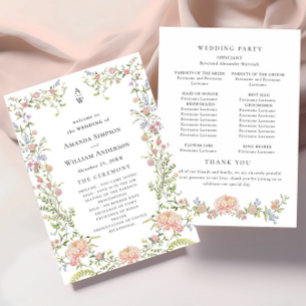 Ornate Grace Pastel Blush Floral Wedding Ceremony Program