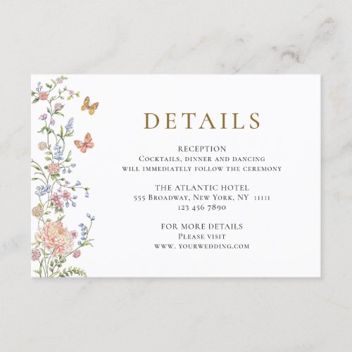 Ornate Grace Pastel Blush Floral Wedding Details Enclosure Card