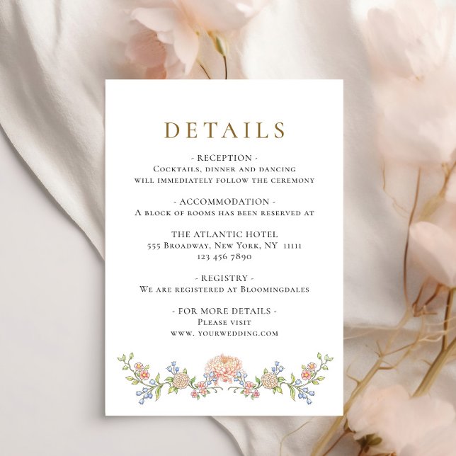 Ornate Grace Pastel Blush Floral Wedding Details Enclosure Card (Creator Uploaded)