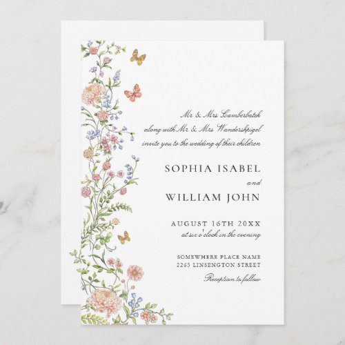 Ornate Grace Pastel Blush Floral Wedding Invitation