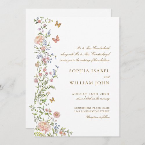 Ornate Grace Pastel Blush Floral Wedding Invitation