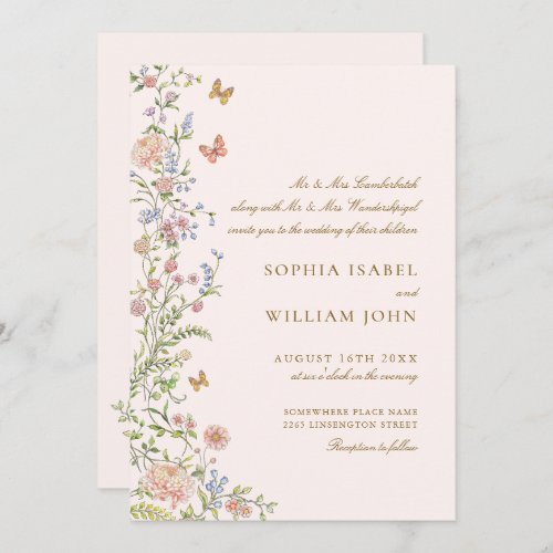 Ornate Grace Pastel Blush Floral Wedding Invitation