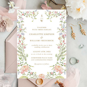 Ornate Grace Pastel Blush Floral Wedding Invitation