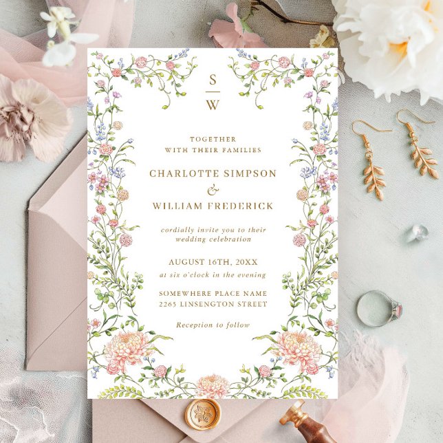 Ornate Grace Pastel Blush Floral Wedding Invitation (Creator Uploaded)