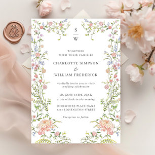 Ornate Grace Pastel Blush Floral Wedding Invitation