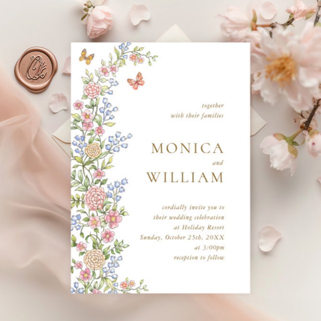 Ornate Grace Pastel Blush Floral Wedding Invitation (Creator Uploaded)