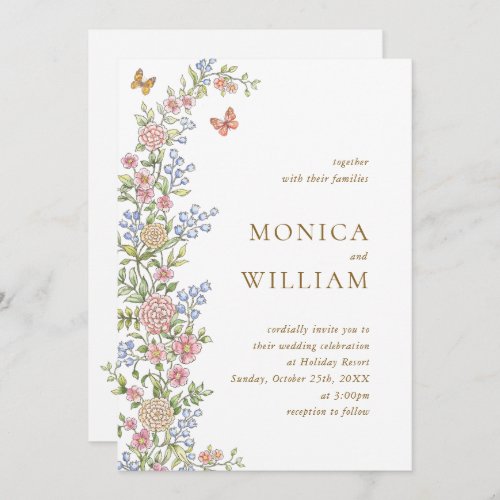 Ornate Grace Pastel Blush Floral Wedding Invitation