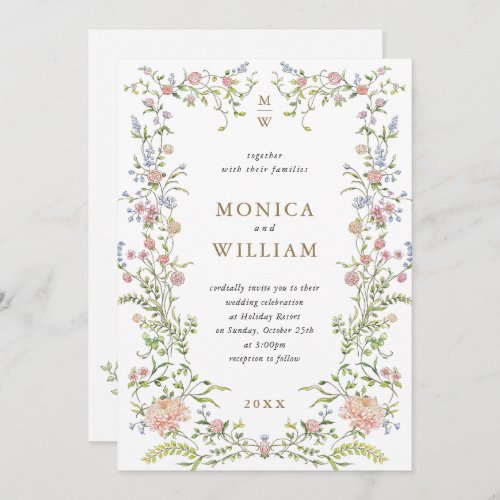 Ornate Grace Pastel Blush Floral Wedding Invitation